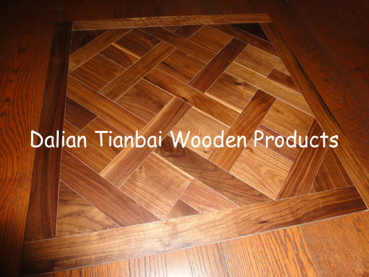 Herribone Solid Walnut flooring ,lacquered